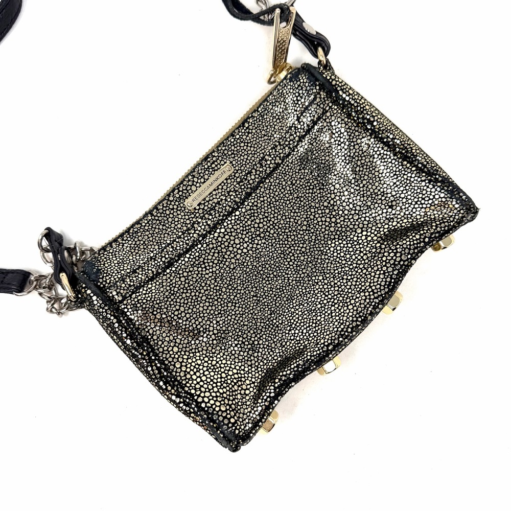 Rebecca Minkoff Micro M.A.C. Crossbody Metallic Gold Black Nightclub Party